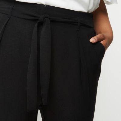 RI Plus black soft tie tapered trousers